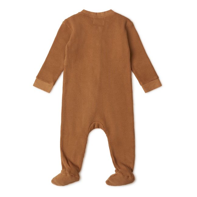 Pigiama Lotte, con piedi, a coste, in cotone biologico | Camel