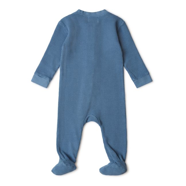 Lotte Organic Cotton Ribbed Footed Pyjamas Blue