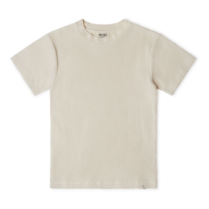 Camiseta de algodón orgánico tejido gofrado | Crudo- Imagen del producto n°0