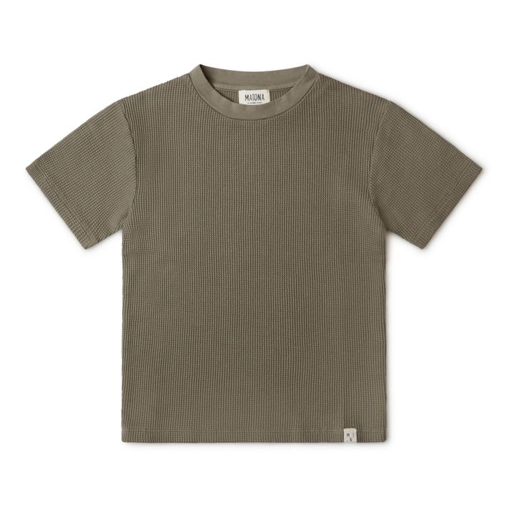 Camiseta de algodón orgánico tejido gofrado | Verde- Imagen del producto n°0