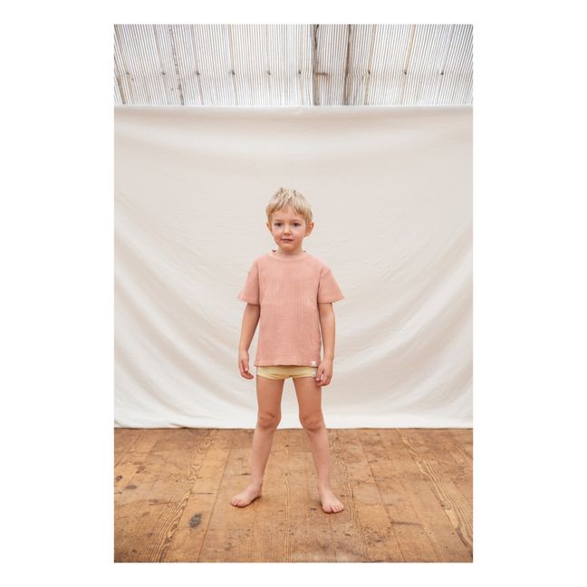 T-Shirt Coton Bio Gaufré | Rose pêche