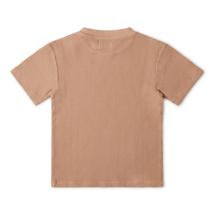Camiseta de algodón orgánico tejido gofrado | Rosa Melocotón- Imagen del producto n°2