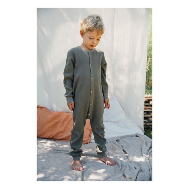 Pyjama Coton Bio Gaufré | Vert olive