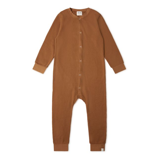 Organic Cotton Waffle Pyjamas Camel