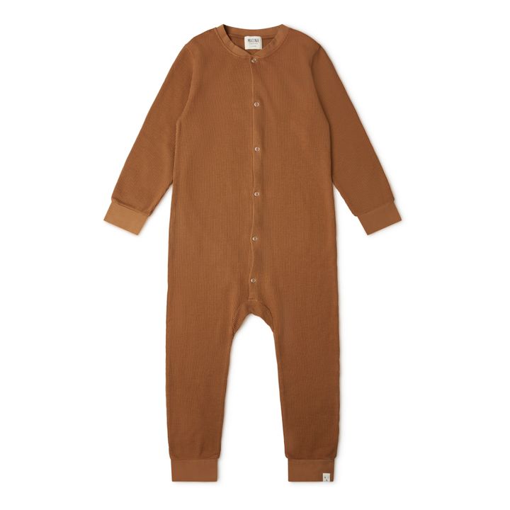 Pijama de algodón orgánico tejido gofrado | Camel- Imagen del producto n°0