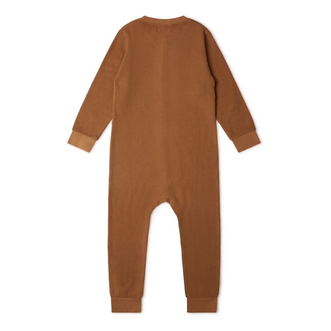 Pijama de algodón orgánico tejido gofrado | Camel