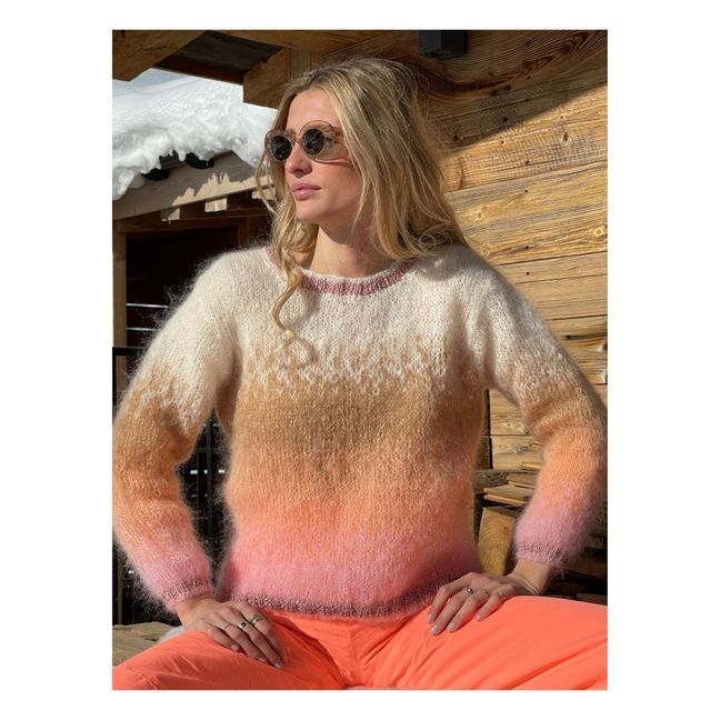 Pullover Tie and Dye Mohair und Wolle Blassrosa