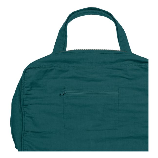 Bolso fin de semana de terciopelo de algodón orgánico | Teal Blue