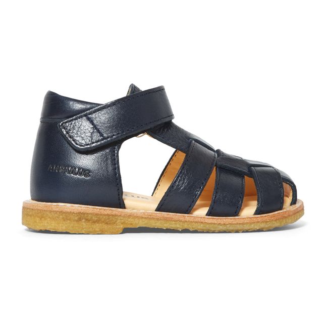 Leather High Upper Sandals  Navy blue