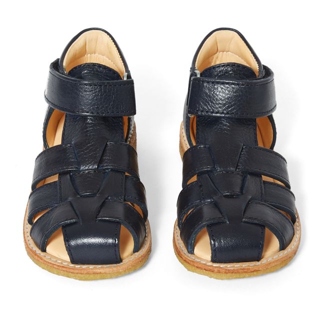 Leather High Upper Sandals  Navy blue