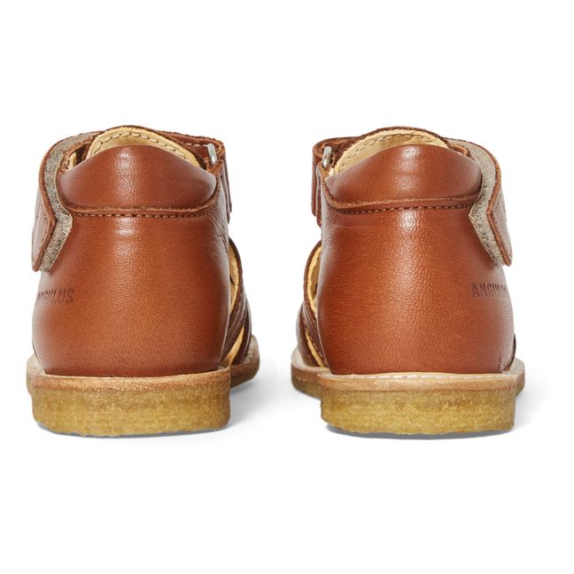 High-Top Leather Sandals Caramel