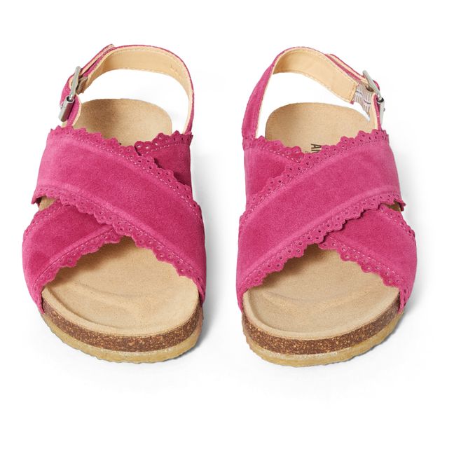 Crossover Lace Sandals Pink