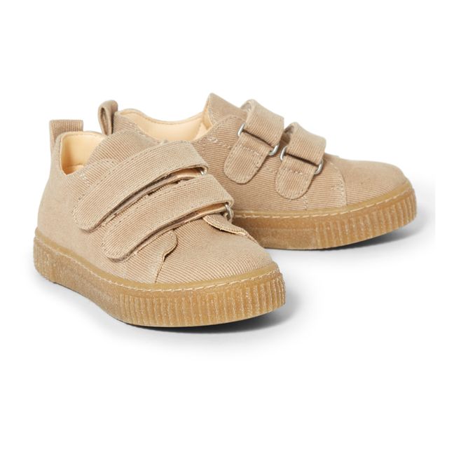 Sneakers con strappi in tela vegetale Sabbia