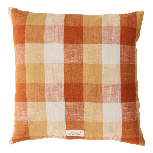 Quadratisches Kissen Kyoto Checker aus Bio-Baumwolle | Orange