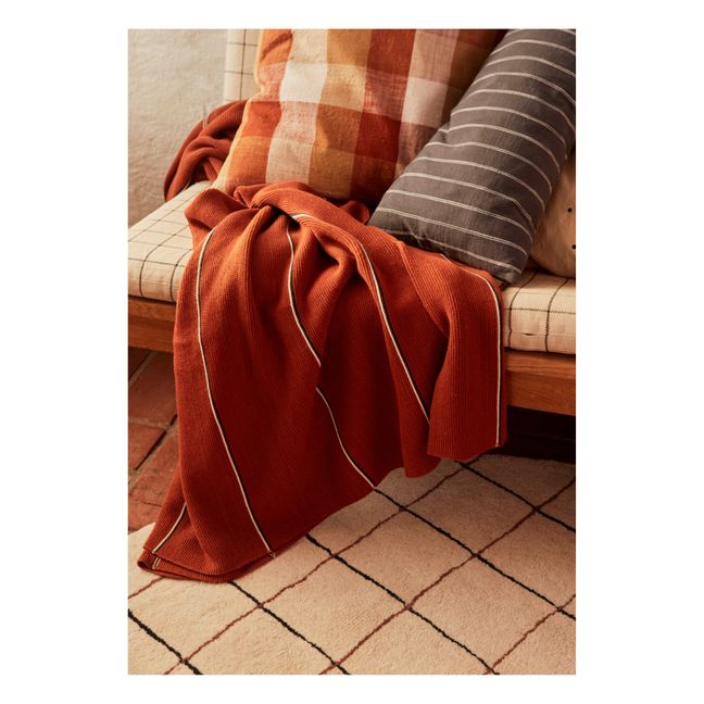 Coussin carré Kyoto Checker en coton bio | Orange