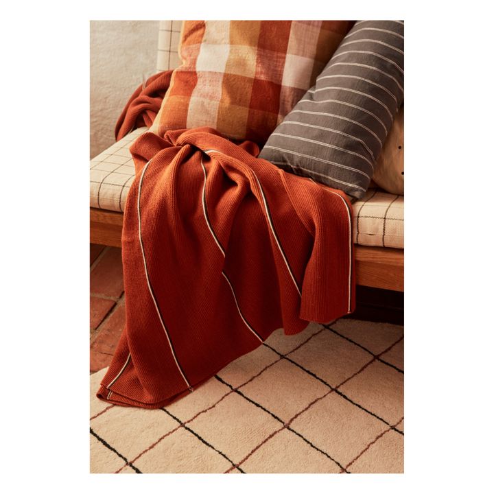Kyoto Checker Organic Cotton Square Cushion | Naranja- Imagen del producto n°2