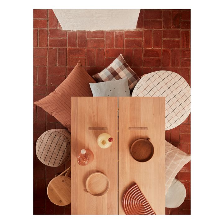 Kyoto Checker Organic Cotton Square Cushion | Hellblau- Produktbild Nr. 1