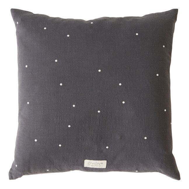 Kyoto Dot Organic Cotton Square Cushion | Charcoal grey
