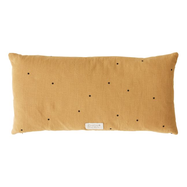 Kyoto Dot Organic Cotton Rectangular Cushion | Yellow Curry colour
