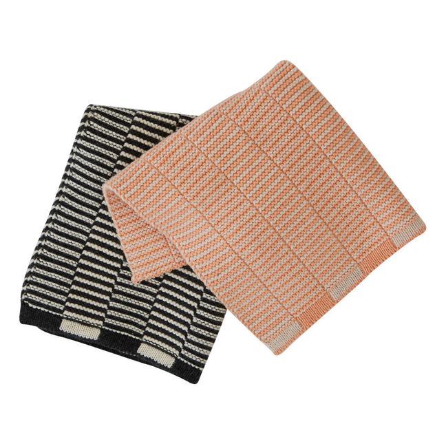 Stringa Organic Cotton Tea Towels - Set of 2 | Coral