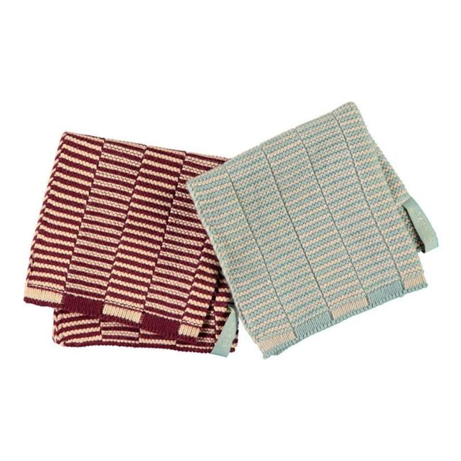 Stringa Organic Cotton Tea Towels - Set of 2 | Burgundy