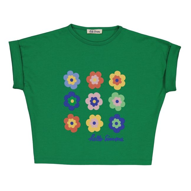 T-Shirt Coton Bio Fleurs Vert