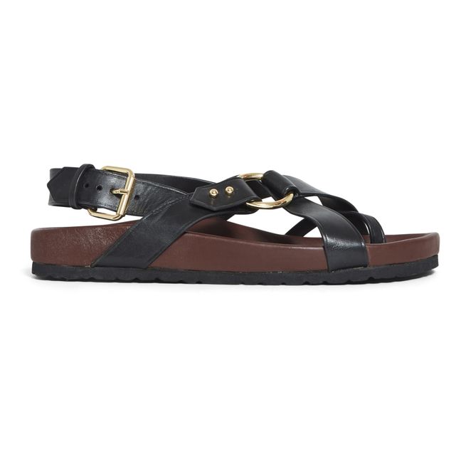 Mexico Leather Sandals Black