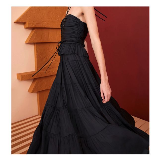 Evanthe Pleated Satin Dress Black