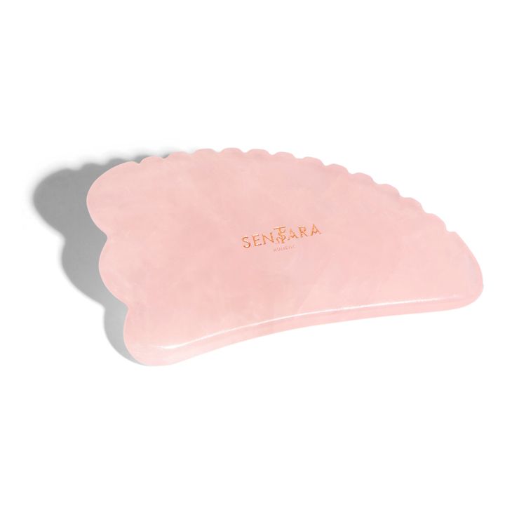 Gua Sha Cuerno con dientes de cuarzo rosa- Imagen del producto n°0