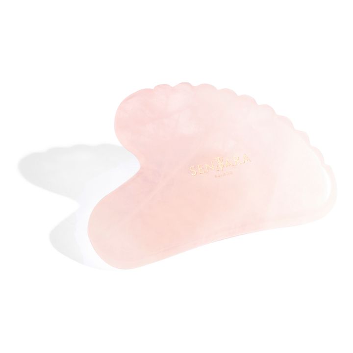 Gua Sha Cuore con denti, quarzo rosa- Immagine del prodotto n°0