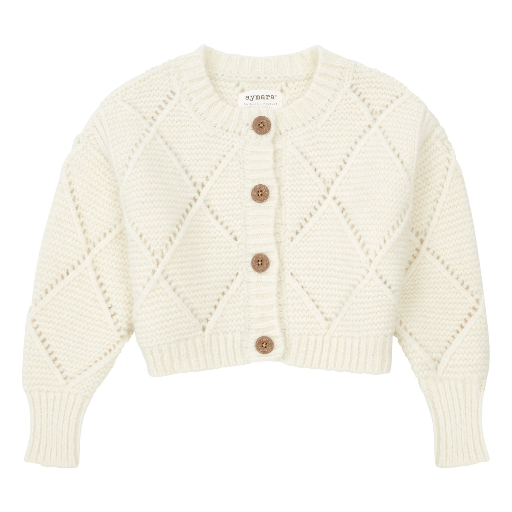 Aymara - Gilet Baby Alpaca Laine Merino Anne - Fille - Ecru