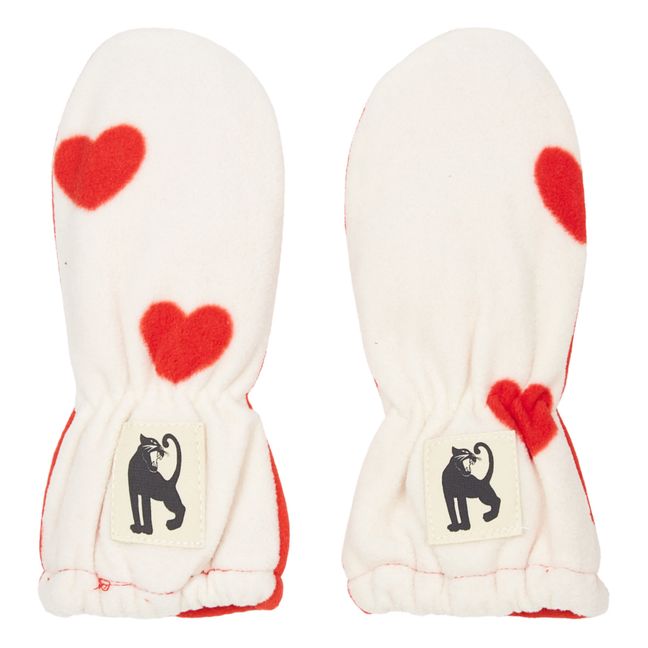 Recycled Polyester Heart Mittens Off white