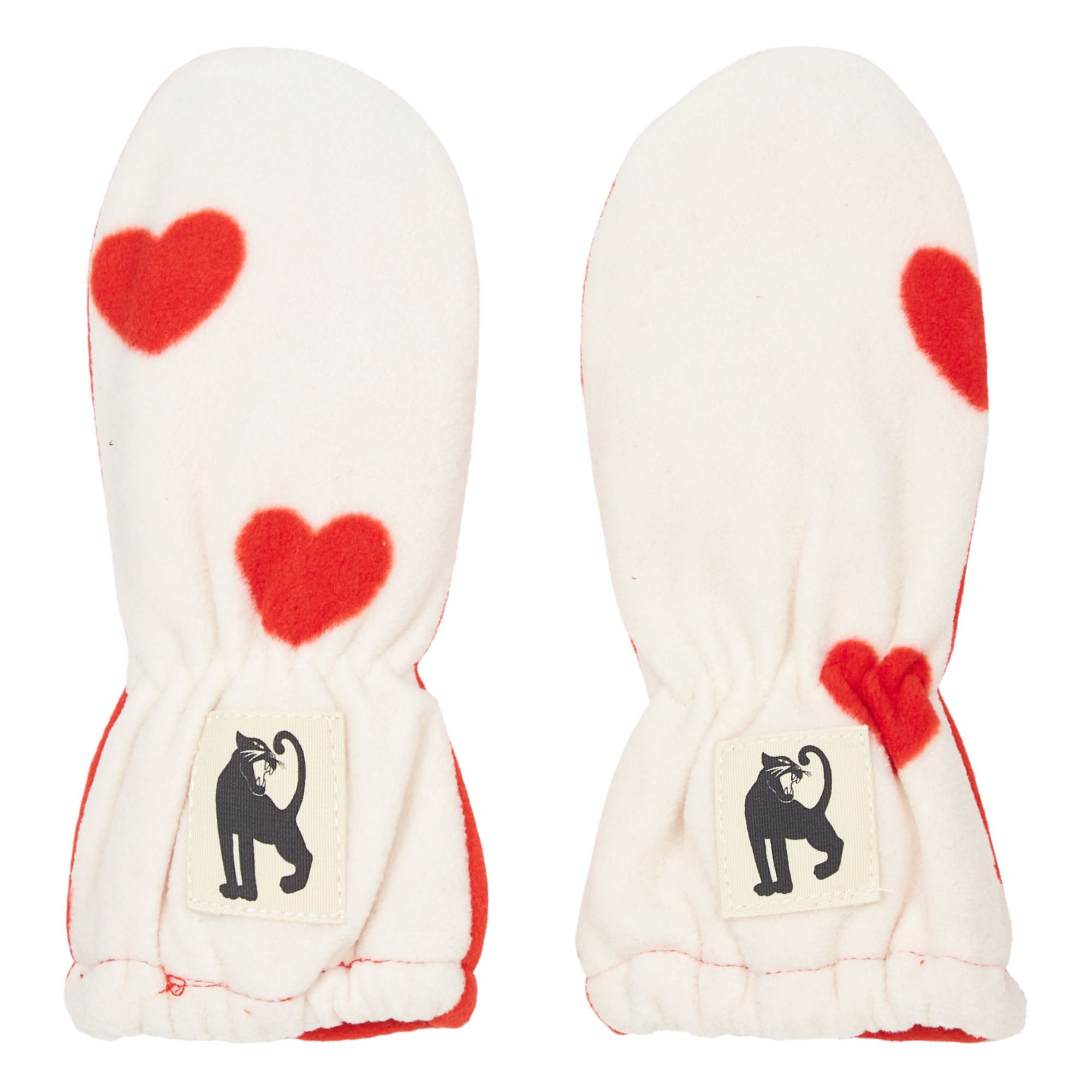 Mini Rodini - Moufles CÅ“ur Polyester Recyclé - Fille - Blanc cassé