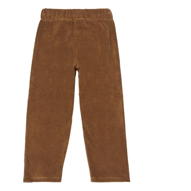 Recycled Polyester and Organic Cotton Terry Cloth Trousers Brown