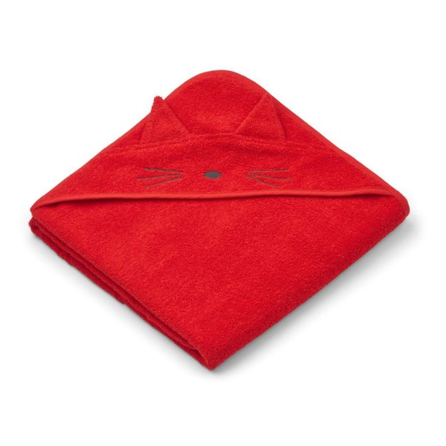 Capa de baño Augusta tejido de rizo de algodón orgánico Gatito | Rojo