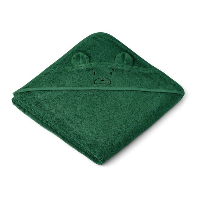 Augusta Organic Cotton Terry Cloth Bear Bath Cape | Eden green