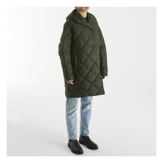 Quilted Hooded Puffer Jacket | Green