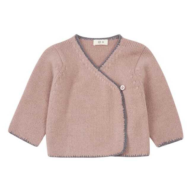 Cholo Woolen Wrap Over Cardigan Pink