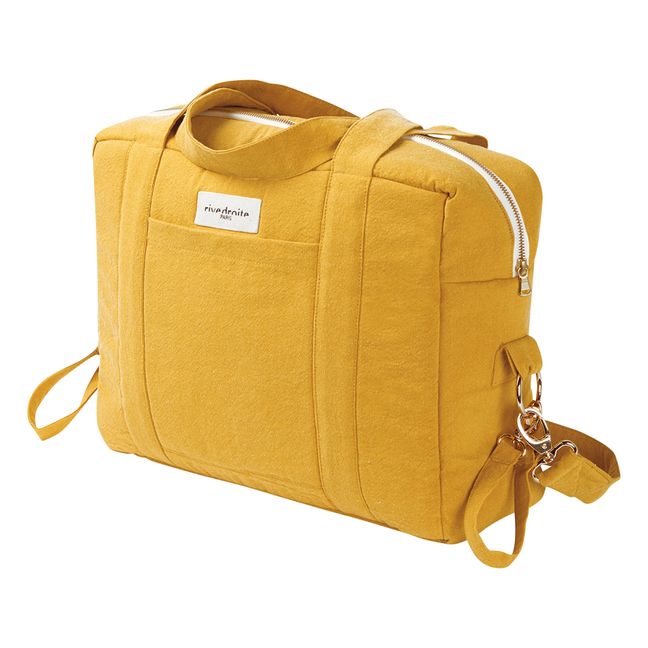 Darcy Recycled Cotton Changing Bag | Mustard