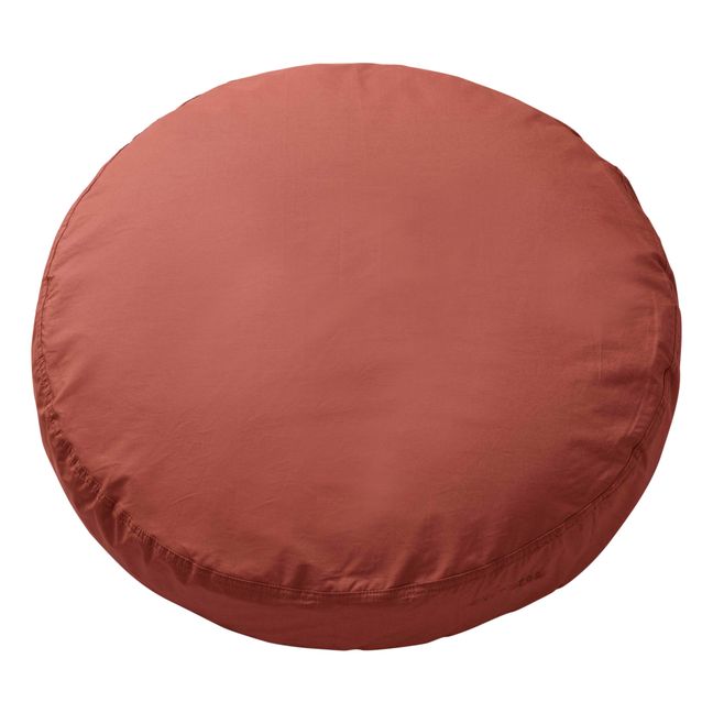 Organic Cotton Percale Round Cushion | Cognac