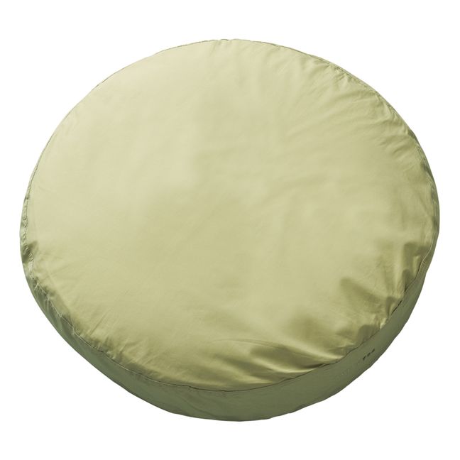 Organic Cotton Percale Round Cushion Chrome green