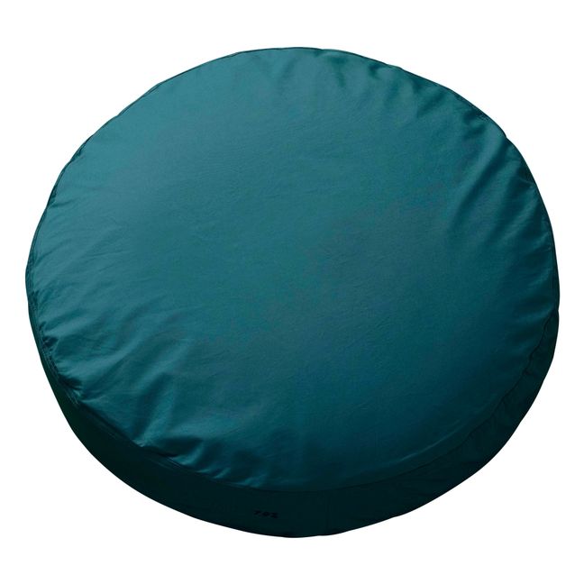 Organic Cotton Percale Round Cushion | Petrol blue