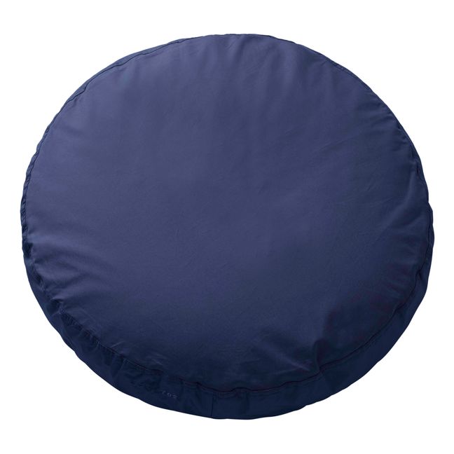 Organic Cotton Percale Round Cushion Blu marino