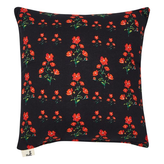 Poppy Cotton Cushion Nero