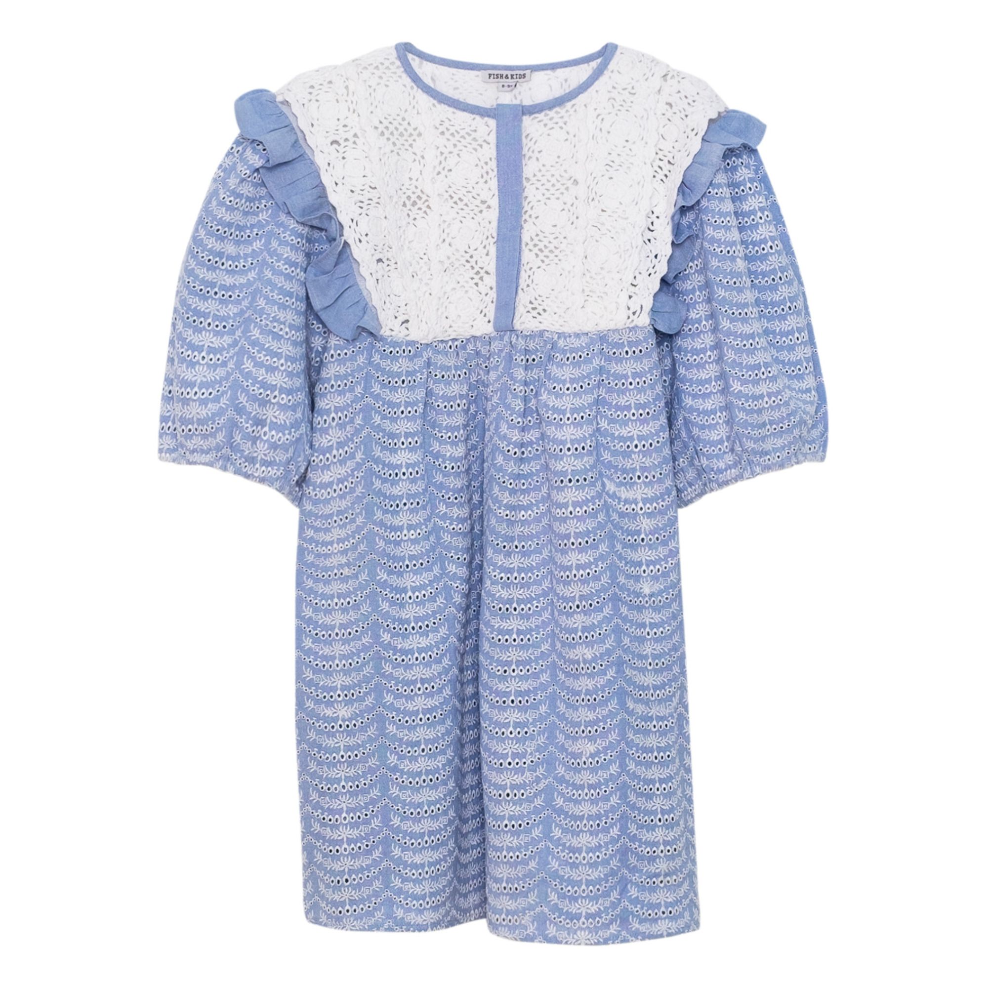 Fish&Kids - Robe Dentelle Guipure - Fille - Bleu