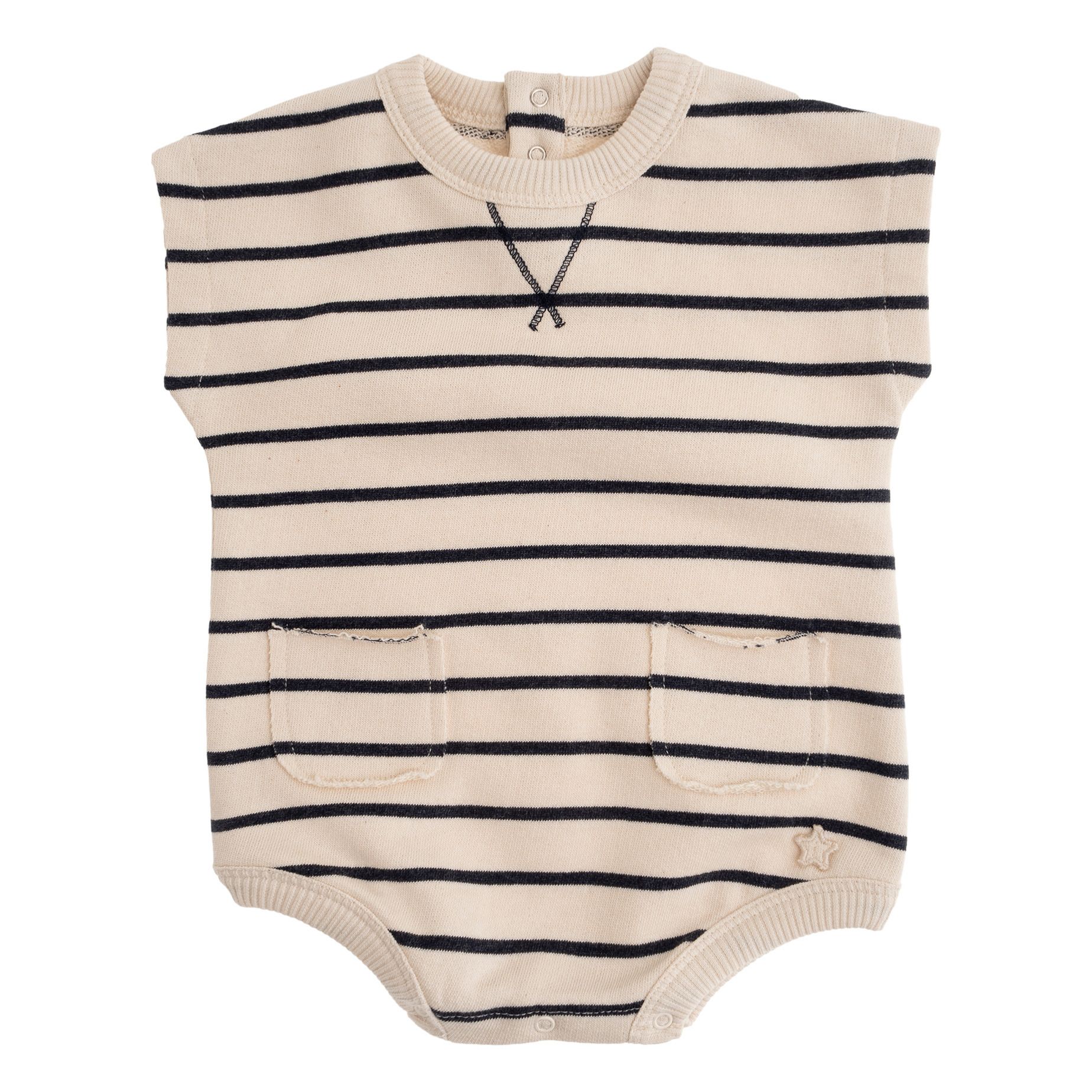 Tocoto Vintage - Barboteuse Molleton Bio Rayé - Fille - Bleu