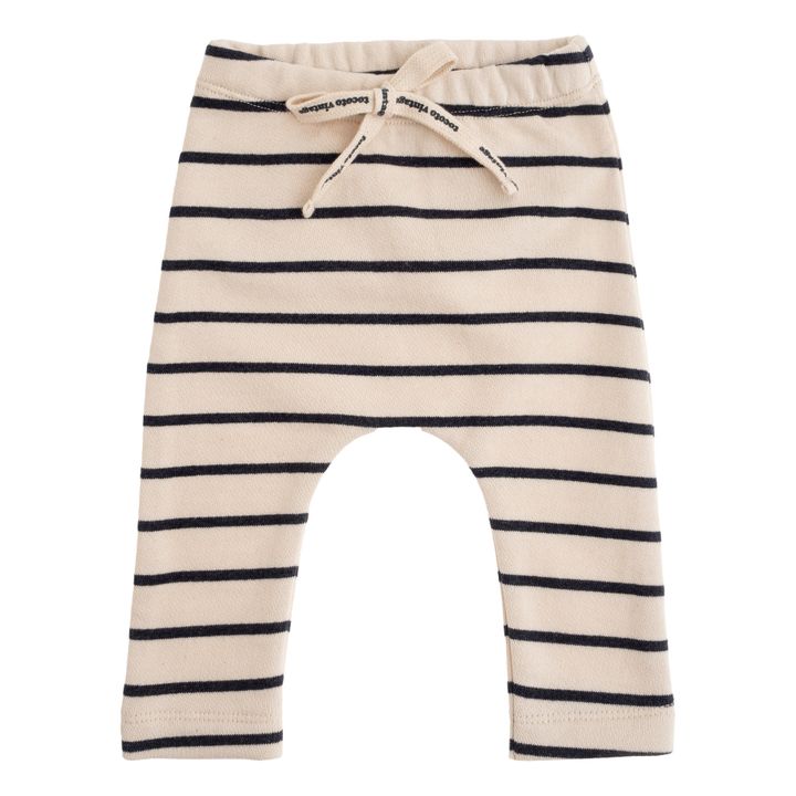Organic Fleece Striped Harem Pants | Blue- Product image n°0
