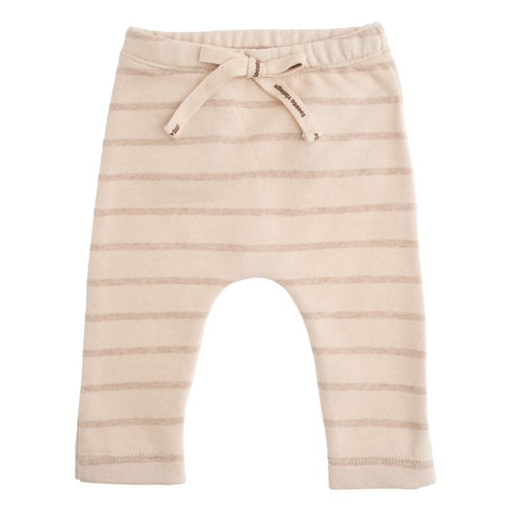 Organic Fleece Striped Harem Trousers Taupe brown- Product image n°0