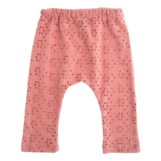 Pantaloni in stile Sarouel, in tessuto pointelle Rosa