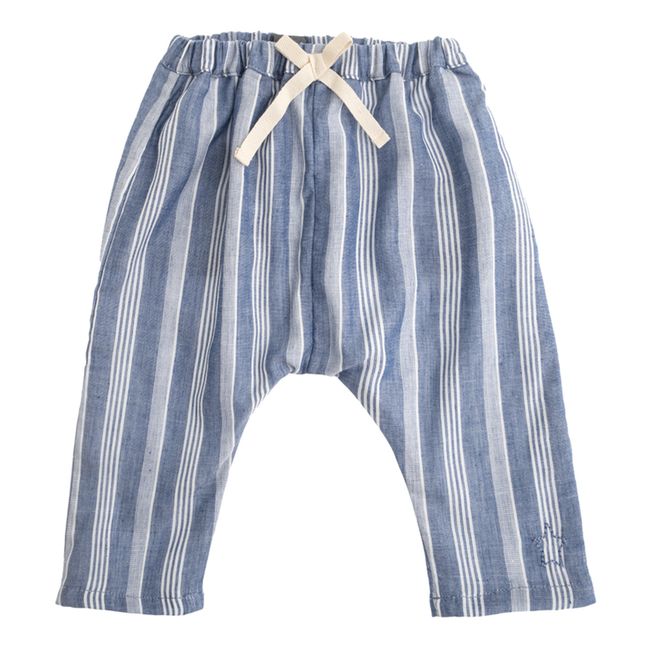 Pantaloni in stile Sarouel,a righe Blu
